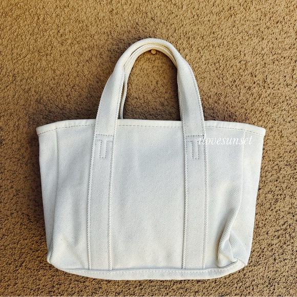 {Tory Burch} Natural Canvas Tote Bag - Double Top Handle for Beach/Summer Bag - Picture 4 of 6